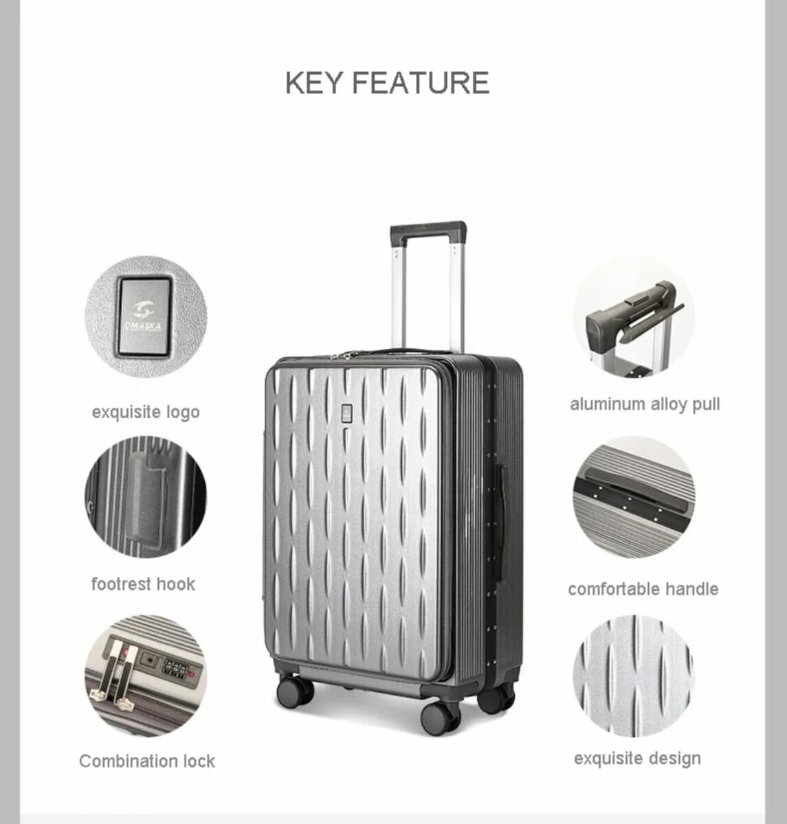 Valise ABS rigide avec serrure TSA et roulette 360°