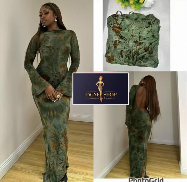 Robe longue élégante verte