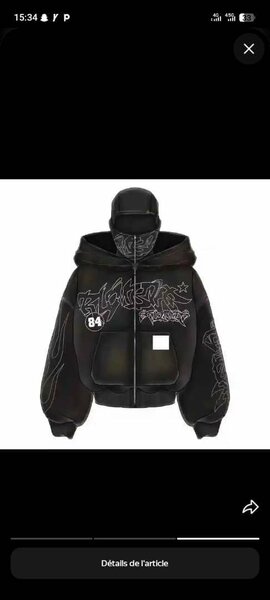 Veste hoodie noir streetwear