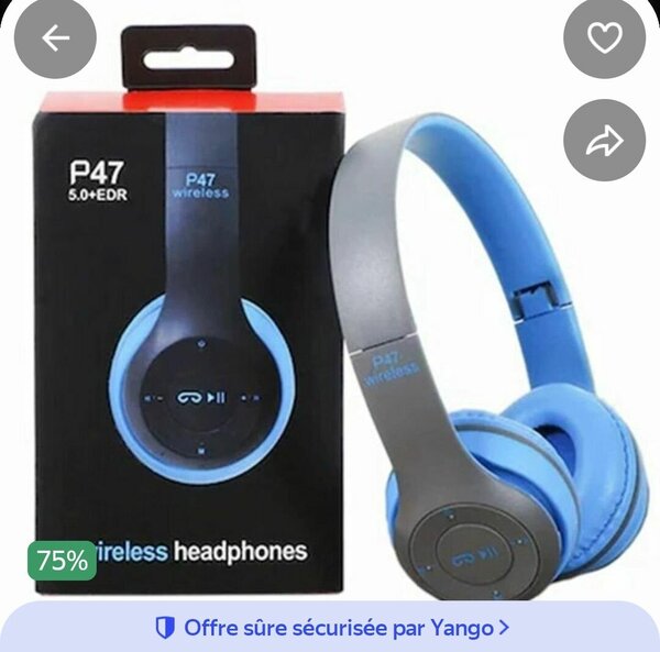 Casque sans fil P47 Bluetooth