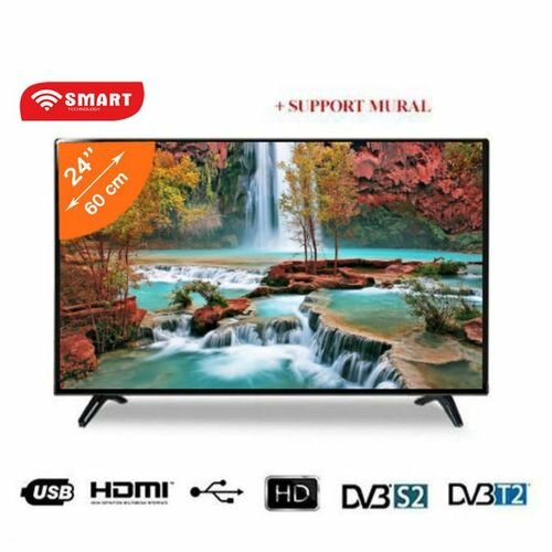 SMART TECHNOLOGY TV LED HD - 24" - 1HDMI - 1USB - AV -Noir - 12 Mois De Garantie