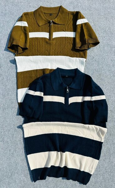 Polo manches courtes rayé élégant