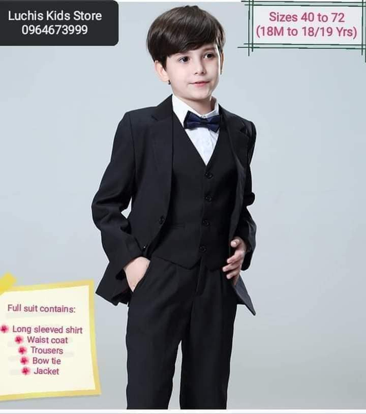 5 Pcs Smart suits(Long sleeved shirt,waist coat,trousers,bow tie,jacket)