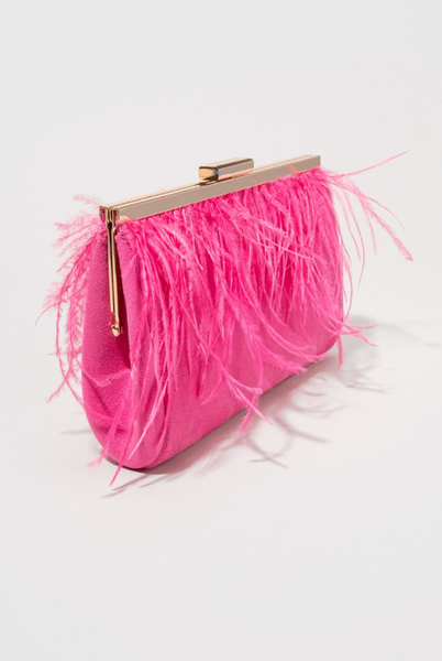 RENNI FEATHER TRIM FRAM CLUTCH