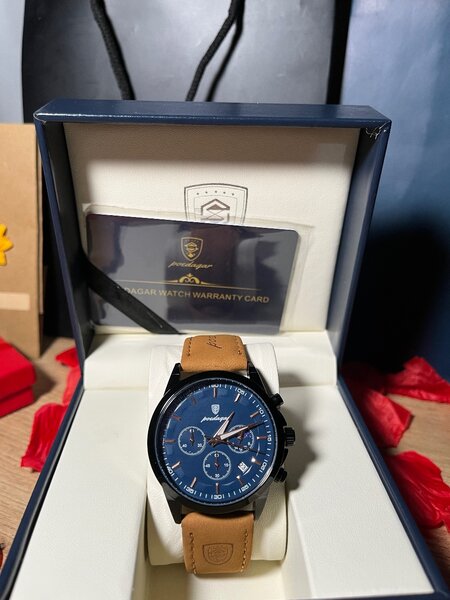 Montre chronographe homme en cuir