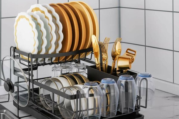 Égouttoir à vaisselle double niveau