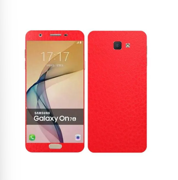 Samsung Galaxy On7 2016 Leather Texture Mobile Skin - Red