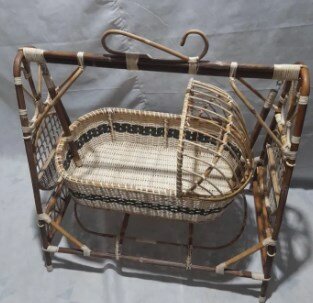 Hand Made Cane Baby Jhoola Swing Bed ( Natural Cane & Plastic Made )