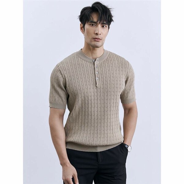 Regular Fit Textured-Knit Polo Shirt