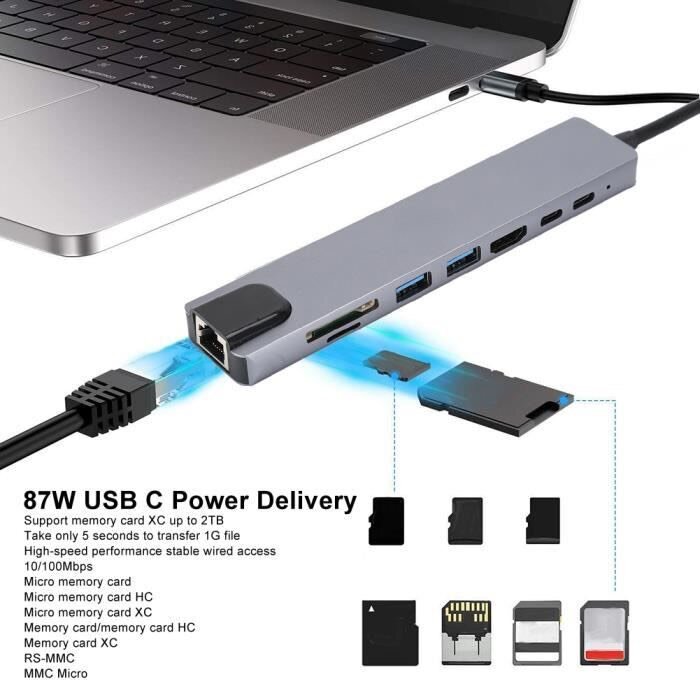Adaptateur 8en1 type c