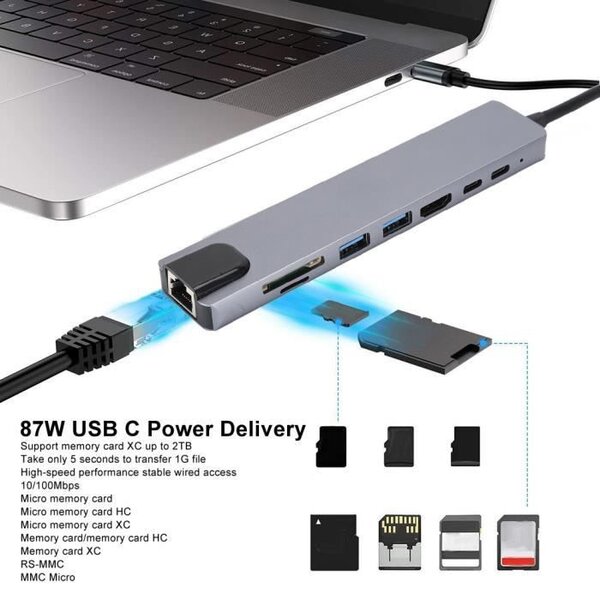 Adaptateur 8en1 type c