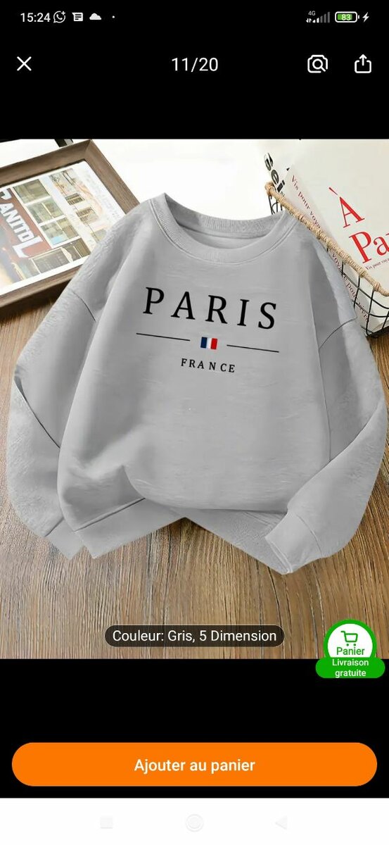 Sweat-shirt Paris Femme