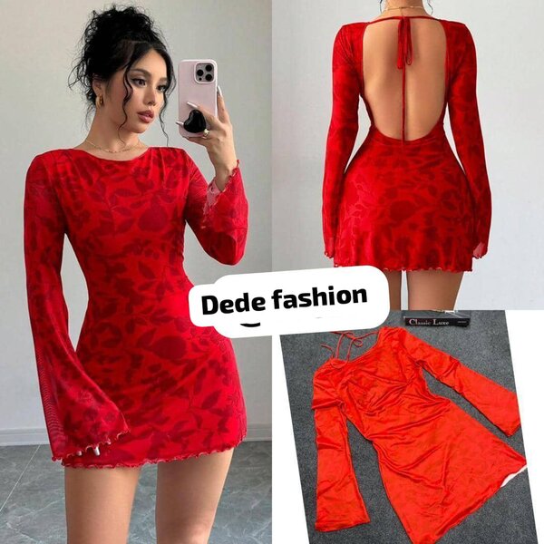 Robe rouge élégante dos nu