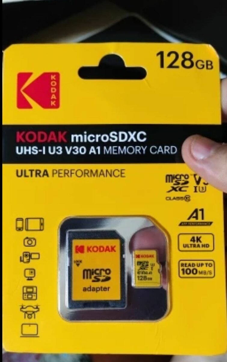 128Gb KODAK ULTRA PERFORMANCE Class 10 UHS-1 U3 V30 A1 sd ca