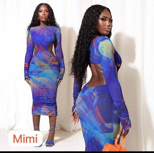 Robe moulante dos nu multicolore