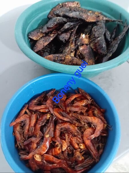 Melange mangne crevette pilé