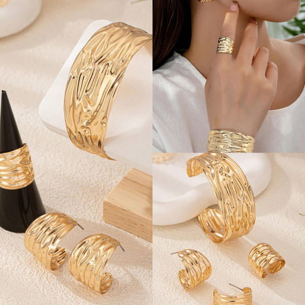 Bracelet large motif doré élégant