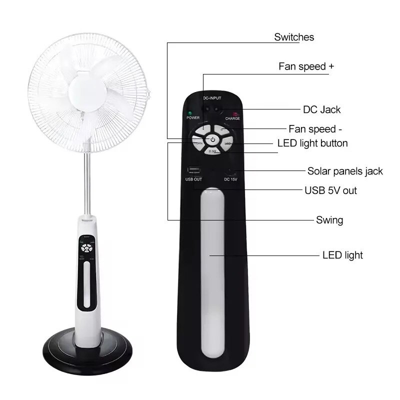 Rechargeable solar fan