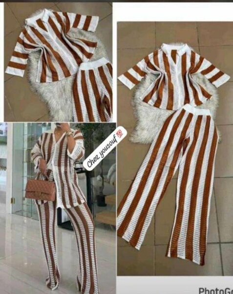 Ensemble pantalon rayé ample