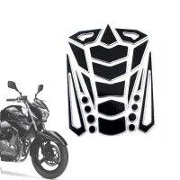 SPIRAL FISHBONE 3D BLACK WITH SILVER MOTORCYCLE FUEL TANK PAD, DECAL STICKER