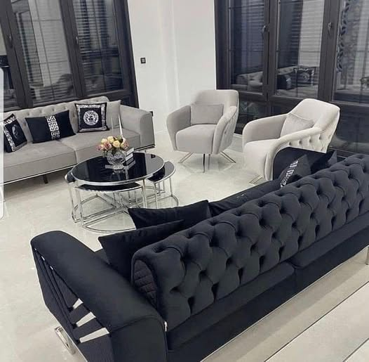 set of gray sofas