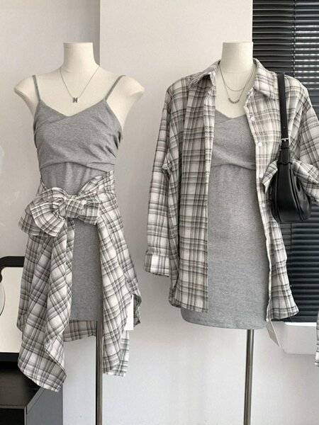 Тонкая рубашка в клетку