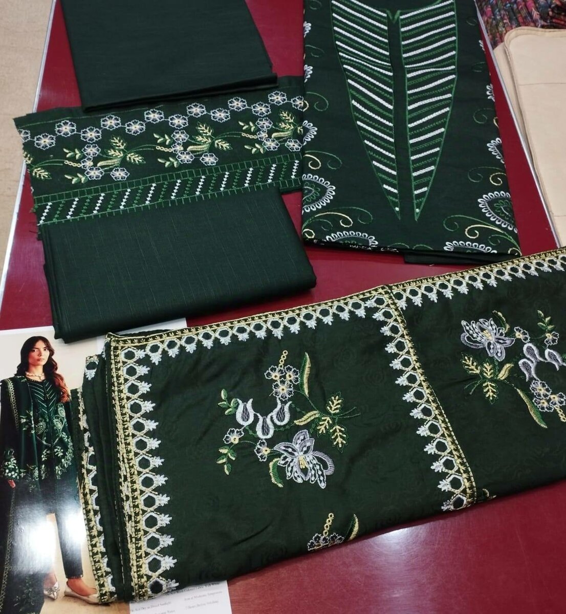 3 piece unstitched khaddar heavy embroidered suit