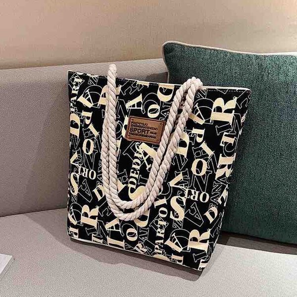 Trendy Rope Handle Tote Bag