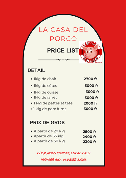 Menu de Viande de Porc Bio