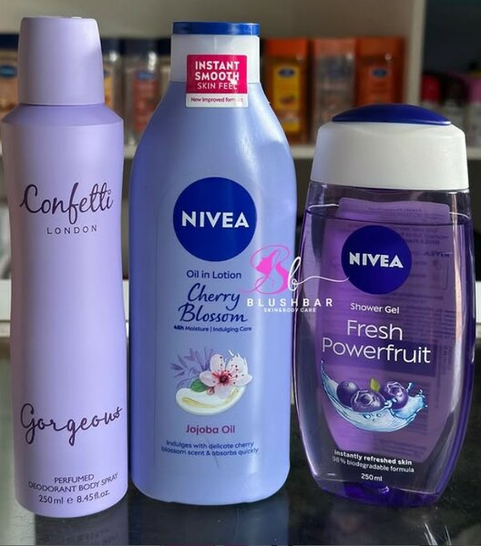 Confetti Gorgeous & Nivea Power fruit