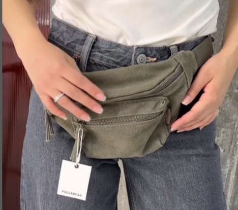 Джинсовые поясные сумка хаки