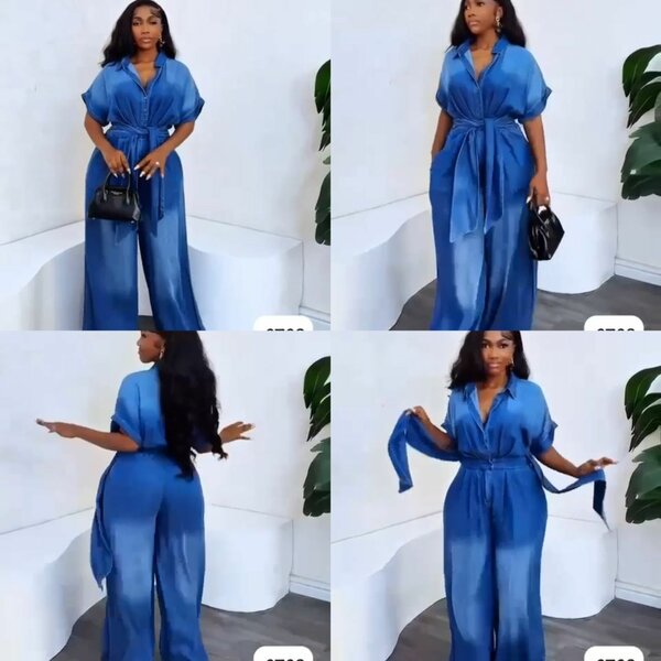 Combinaison bleue élégante femme