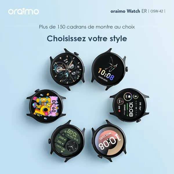 oraimo Watch ER Montre intelligente AMOLED IP68 de 1,43 pouc