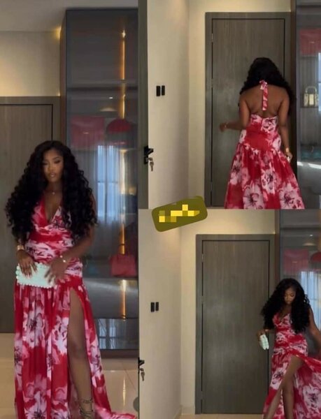 Robe longue à fleurs rouges