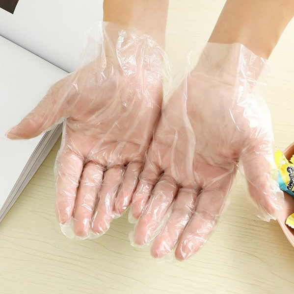 TRANSPARENT PE GLOVES 100 pc