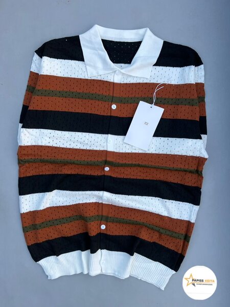 Cardigan en maille rayé