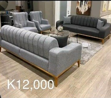 Gray straight sofa +2 armchairs