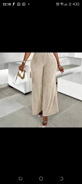 Pantalon large à rayures femme