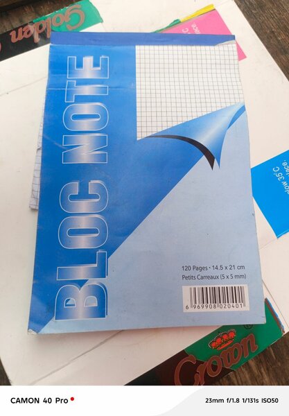 Bloc-notes à carreaux 120 pages