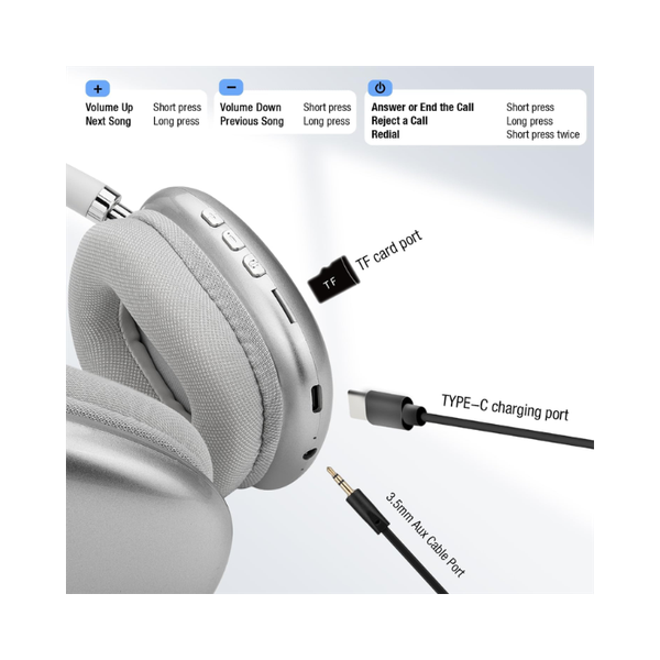 P9 Wireless Bluetooth HiFi Stereo Over-Ear Headphones