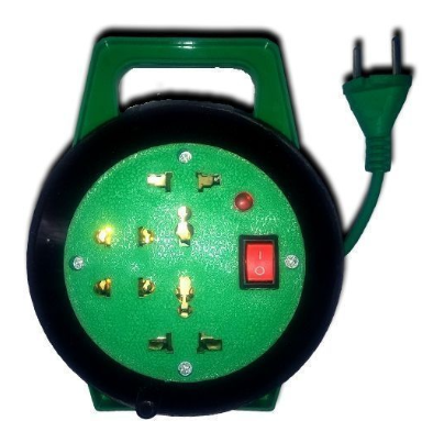 Rallonge Multiprise 4 Ports - Câble 5 Mètres Plus Interrupteur - Vert/Noir