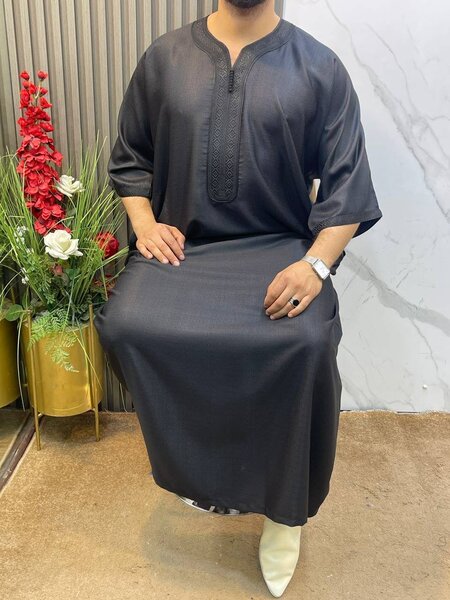 Caftan Homme Noir Élégant