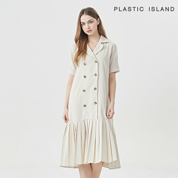 Robe chemise beige élégante