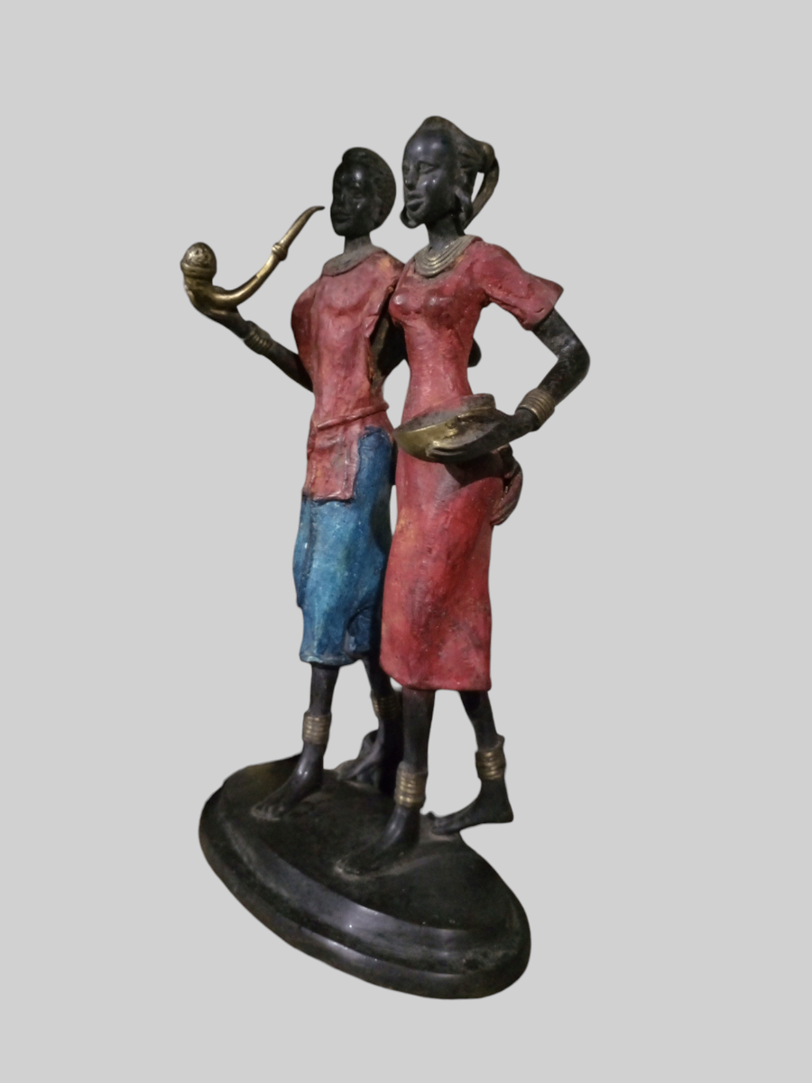 Statue couple africain  bronze