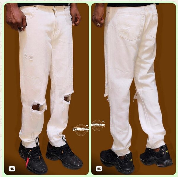 Jean blanc déchiré tendance