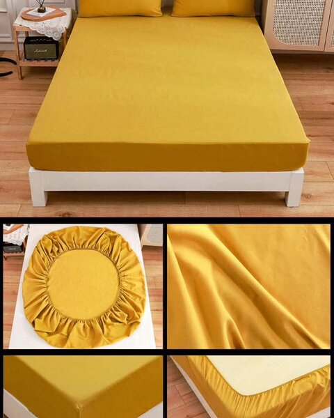 Drap-housse en jersey jaune 3P