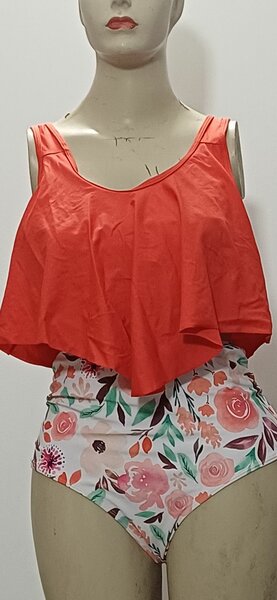 Tankini rouge à fleurs