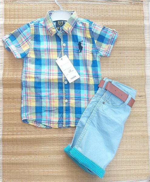 Ensemble pour garçon chemise+short, âge 3 ans