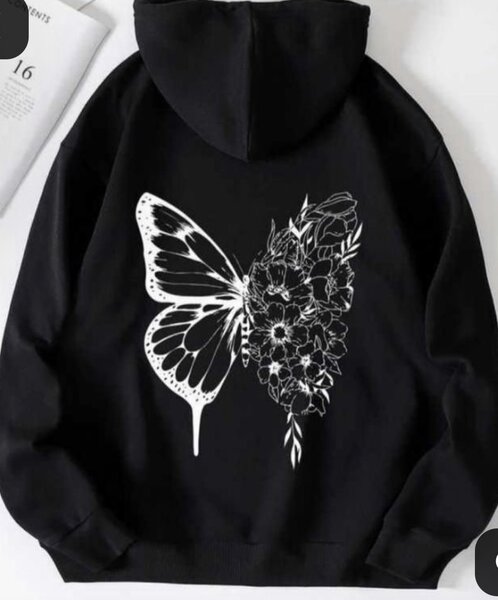 Sweat à capuche noir motif graphique