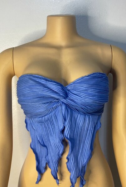 TOP BANDEAU PLISSÉ BLEU